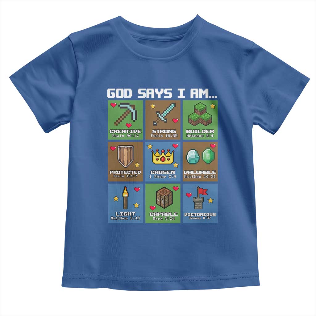 God Says I Am Pixel Art Graphic Toddler T Shirt Christian Affirmation Gamer Bible Verses - Wonder Print Shop