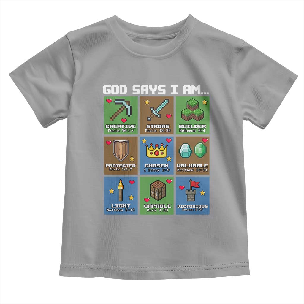 God Says I Am Pixel Art Graphic Toddler T Shirt Christian Affirmation Gamer Bible Verses - Wonder Print Shop