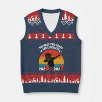 The Next Two Years Are Literally 6 7 V-Neck Knit Sweater Vest Funny 2026 2027 Meme Dabbing Boy Retro - Wonder Print Shop