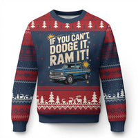 If You Can’t Dodge It Ram It Funny Truck Meme Ugly Christmas Sweater for Gearheads Country Road Warriors - Wonder Print Shop