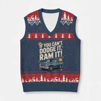 If You Can’t Dodge It Ram It Funny Truck Meme V-Neck Knit Sweater Vest for Gearheads Country Road Warriors - Wonder Print Shop