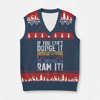 If You Can’t Dodge It Ram It Retro Truck Meme V-Neck Knit Sweater Vest for Gearheads Country Road Warriors - Wonder Print Shop