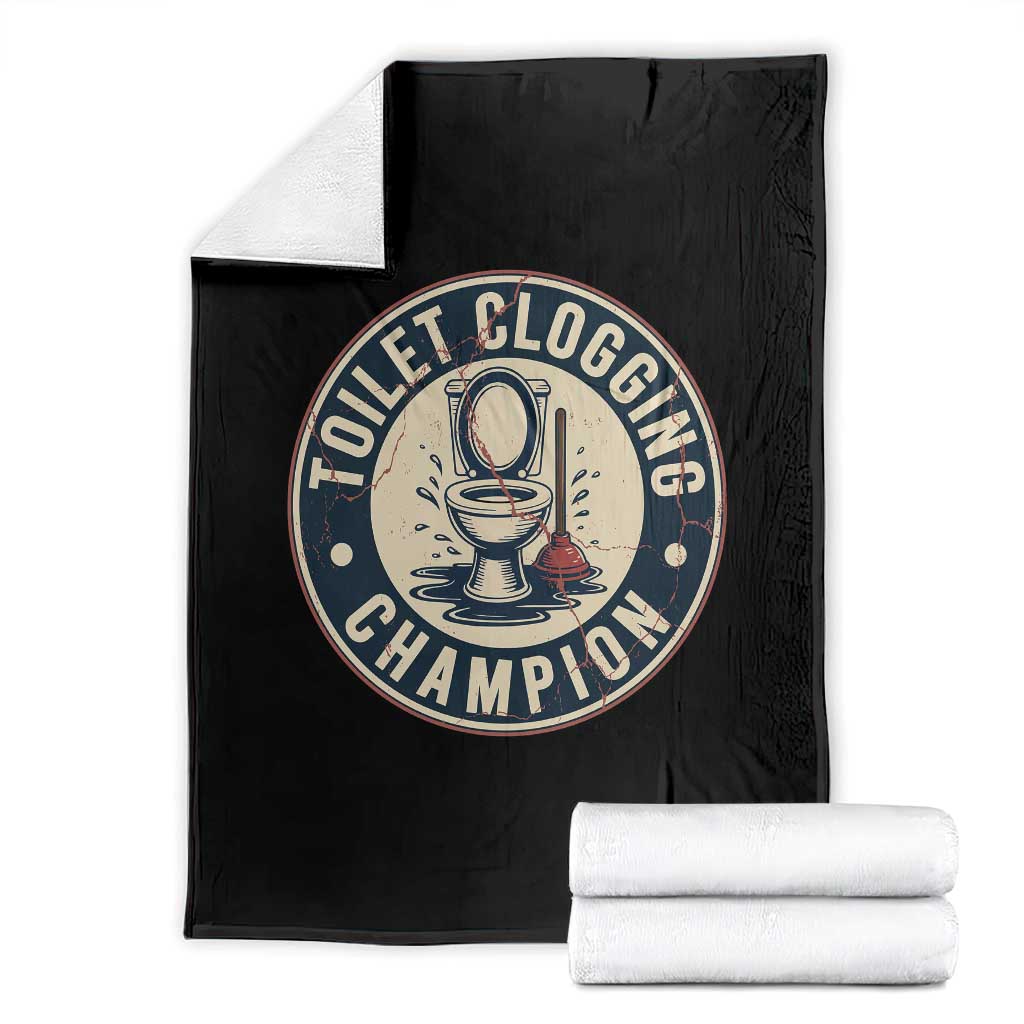 Funny Toilet Clogging Champion Badge Meme Throw Blanket for Poop Legends Gut Bomb Gladiators - Wonder Print Shop