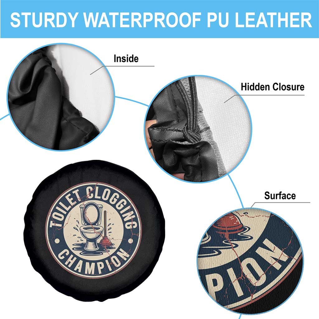 Funny Toilet Clogging Champion Badge Meme Spare Tire Cover for Poop Legends Gut Bomb Gladiators - Wonder Print Shop