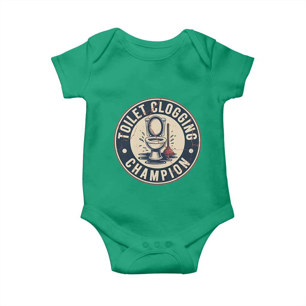 Funny Toilet Clogging Champion Badge Meme Baby Onesie for Poop Legends Gut Bomb Gladiators - Wonder Print Shop