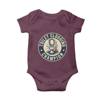Funny Toilet Clogging Champion Badge Meme Baby Onesie for Poop Legends Gut Bomb Gladiators - Wonder Print Shop
