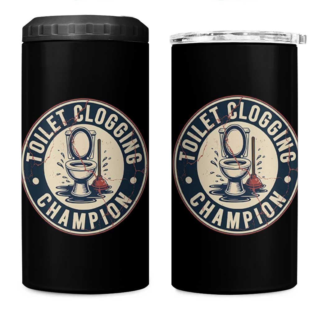 Funny Toilet Clogging Champion Badge Meme 4 in 1 Can Cooler Tumbler for Poop Legends Gut Bomb Gladiators - Wonder Print Shop