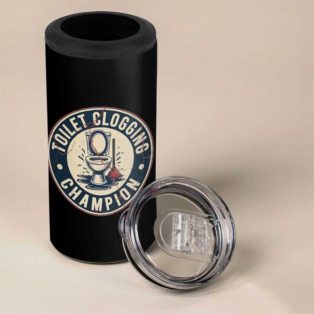 Funny Toilet Clogging Champion Badge Meme 4 in 1 Can Cooler Tumbler for Poop Legends Gut Bomb Gladiators - Wonder Print Shop