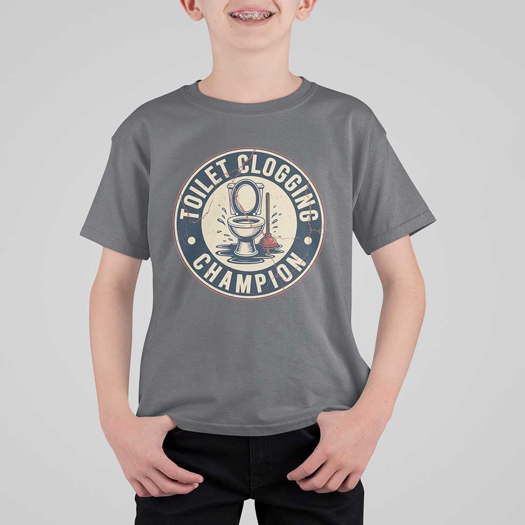 Funny Toilet Clogging Champion Badge Meme T Shirt For Kid for Poop Legends Gut Bomb Gladiators - Wonder Print Shop