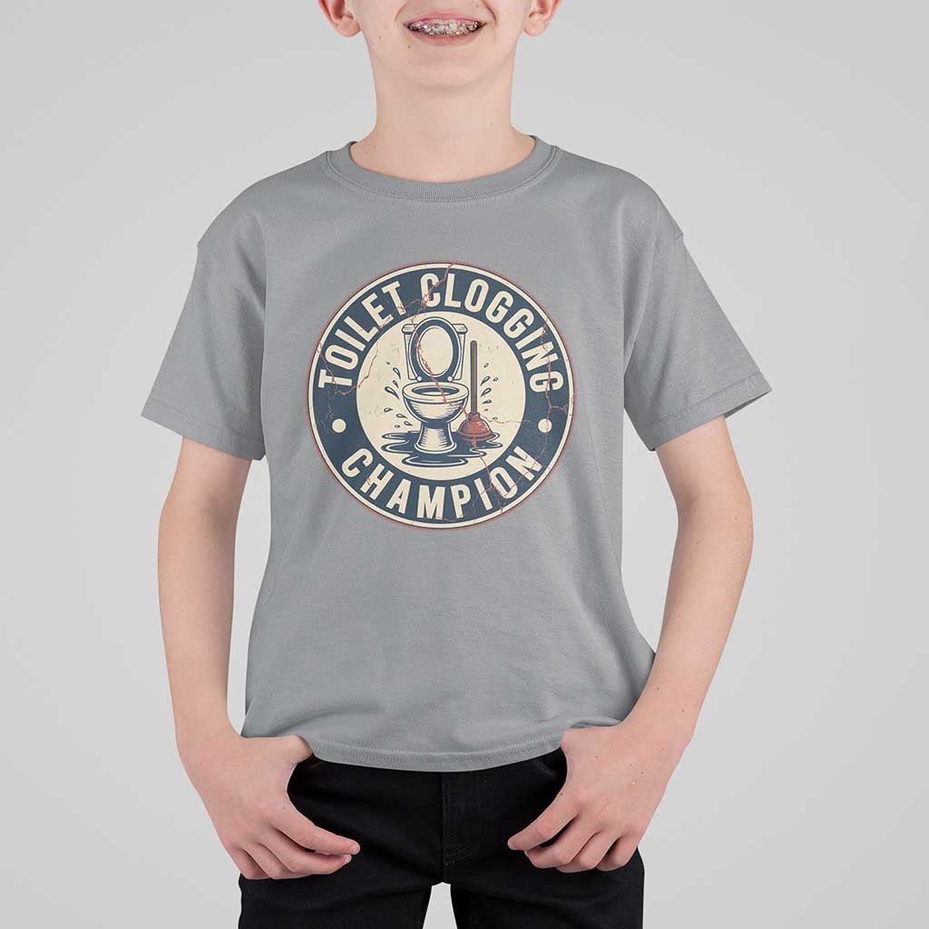 Funny Toilet Clogging Champion Badge Meme T Shirt For Kid for Poop Legends Gut Bomb Gladiators - Wonder Print Shop