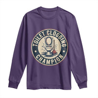 Funny Toilet Clogging Champion Badge Meme Long Sleeve Shirt for Poop Legends Gut Bomb Gladiators - Wonder Print Shop
