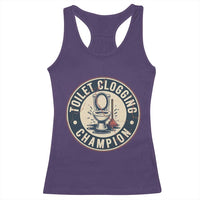 Funny Toilet Clogging Champion Badge Meme Racerback Tank Top for Poop Legends Gut Bomb Gladiators - Wonder Print Shop
