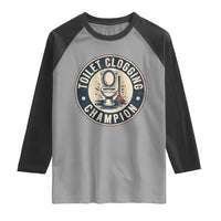 Funny Toilet Clogging Champion Badge Meme Raglan Shirt for Poop Legends Gut Bomb Gladiators - Wonder Print Shop