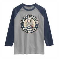 Funny Toilet Clogging Champion Badge Meme Raglan Shirt for Poop Legends Gut Bomb Gladiators - Wonder Print Shop