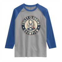 Funny Toilet Clogging Champion Badge Meme Raglan Shirt for Poop Legends Gut Bomb Gladiators - Wonder Print Shop