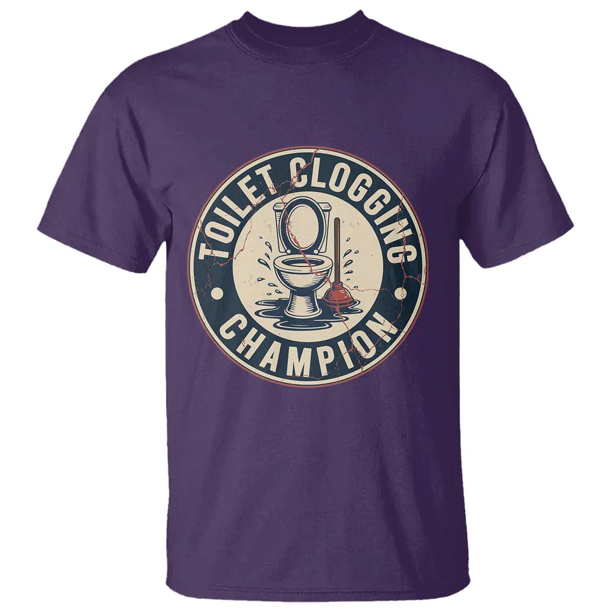 Funny Toilet Clogging Champion Badge Meme T Shirt for Poop Legends Gut Bomb Gladiators - Wonder Print Shop
