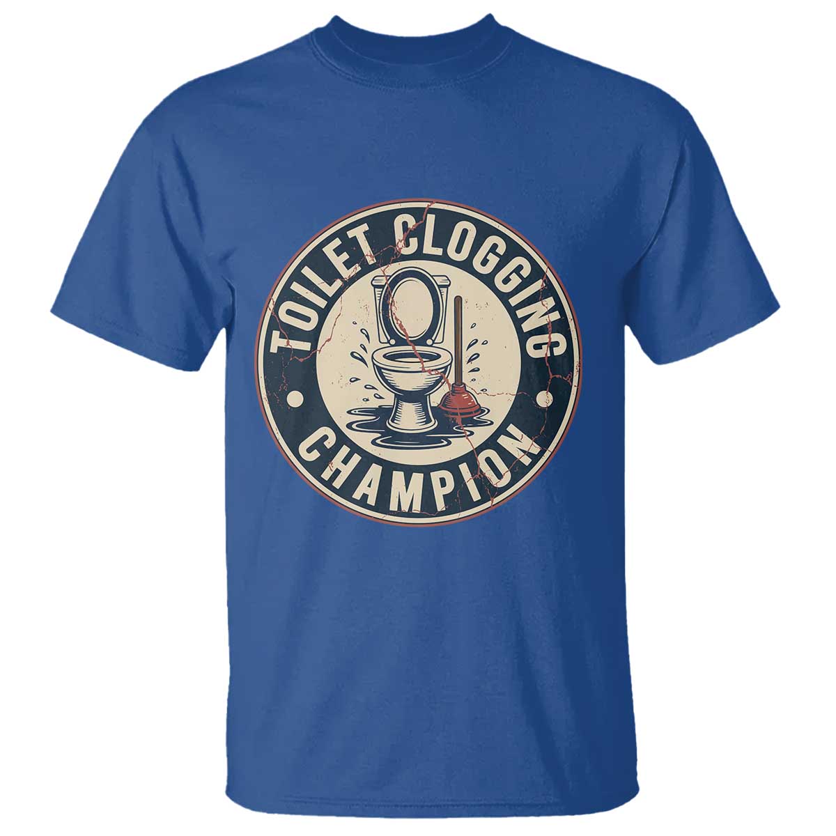 Funny Toilet Clogging Champion Badge Meme T Shirt for Poop Legends Gut Bomb Gladiators - Wonder Print Shop