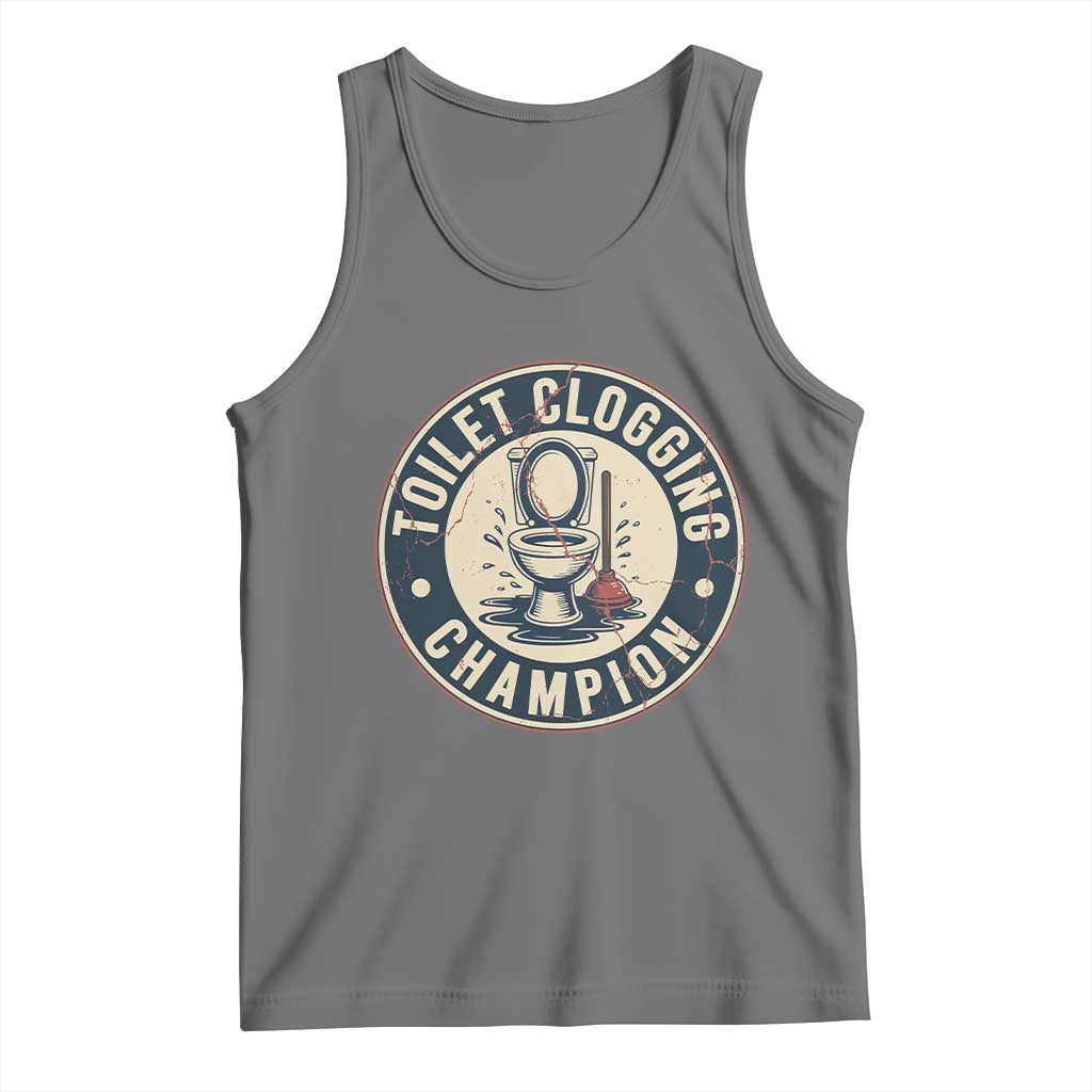 Funny Toilet Clogging Champion Badge Meme Tank Top for Poop Legends Gut Bomb Gladiators - Wonder Print Shop