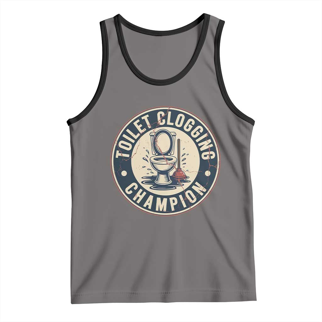Funny Toilet Clogging Champion Badge Meme Tank Top for Poop Legends Gut Bomb Gladiators - Wonder Print Shop