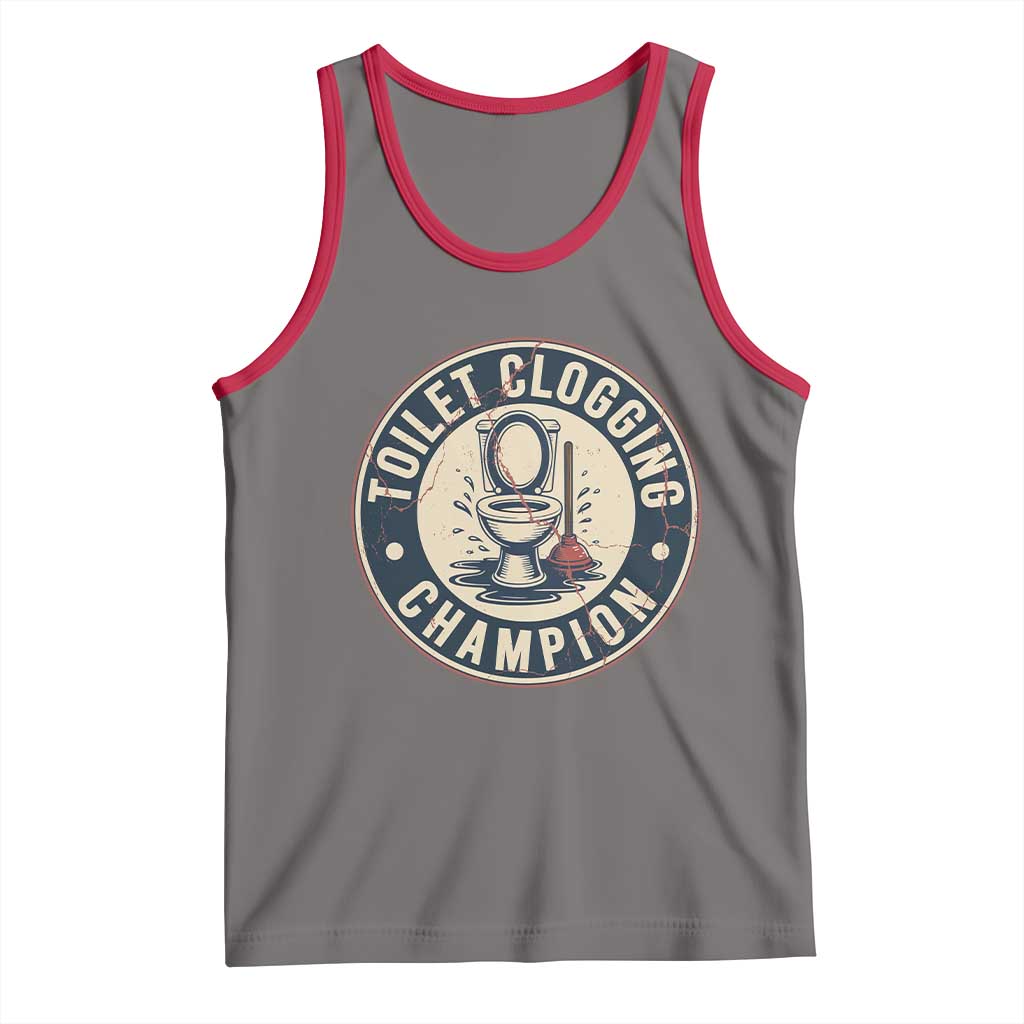 Funny Toilet Clogging Champion Badge Meme Tank Top for Poop Legends Gut Bomb Gladiators - Wonder Print Shop