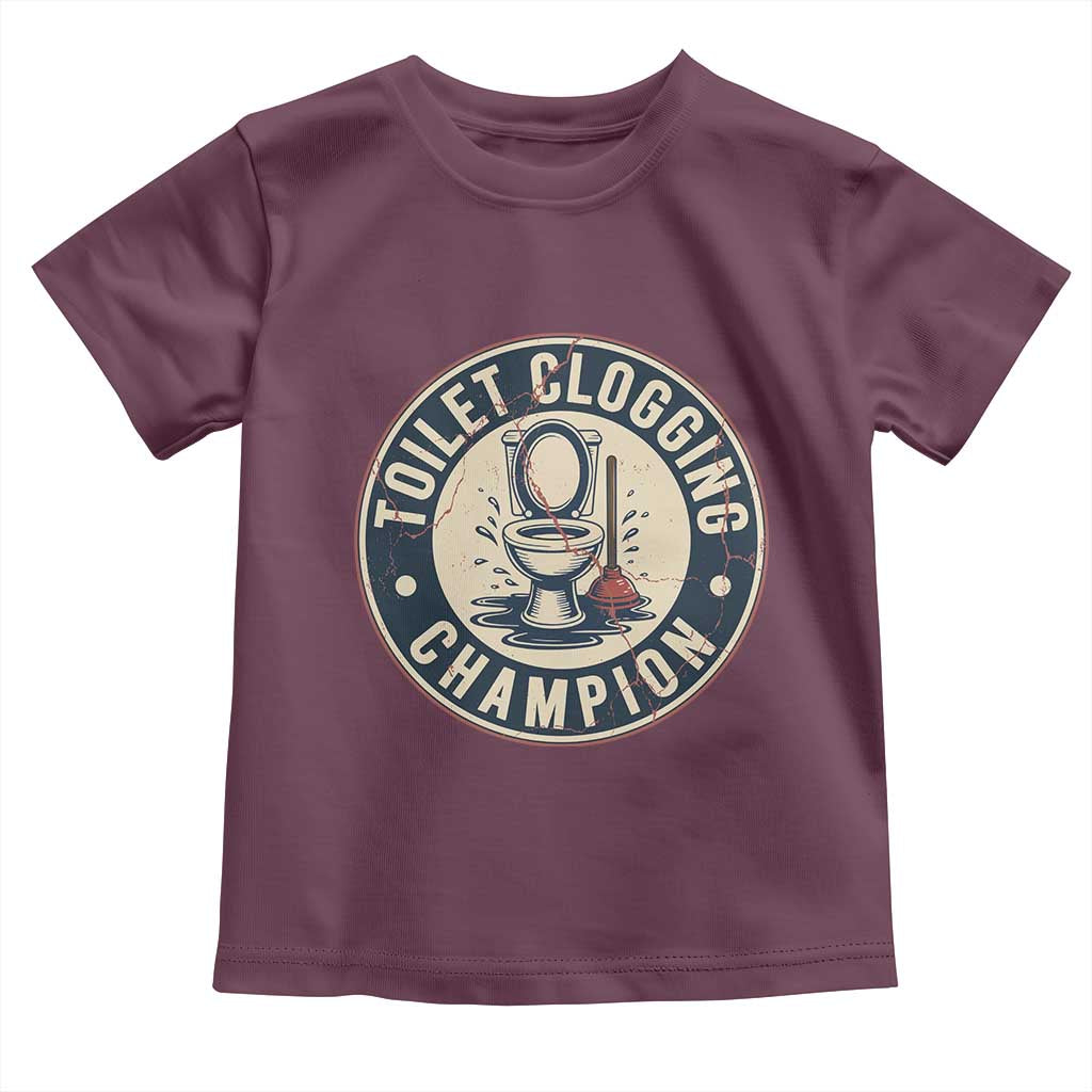 Funny Toilet Clogging Champion Badge Meme Toddler T Shirt for Poop Legends Gut Bomb Gladiators - Wonder Print Shop