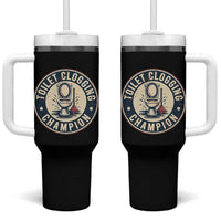 Funny Toilet Clogging Champion Badge Meme Tumbler With Handle for Poop Legends Gut Bomb Gladiators - Wonder Print Shop