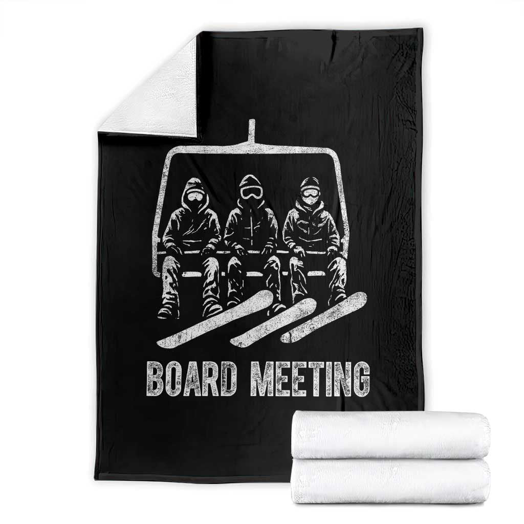 Funny Snowboarding Board Meeting Throw Blanket Chairlift Snowboarders Powder Junkies - Wonder Print Shop