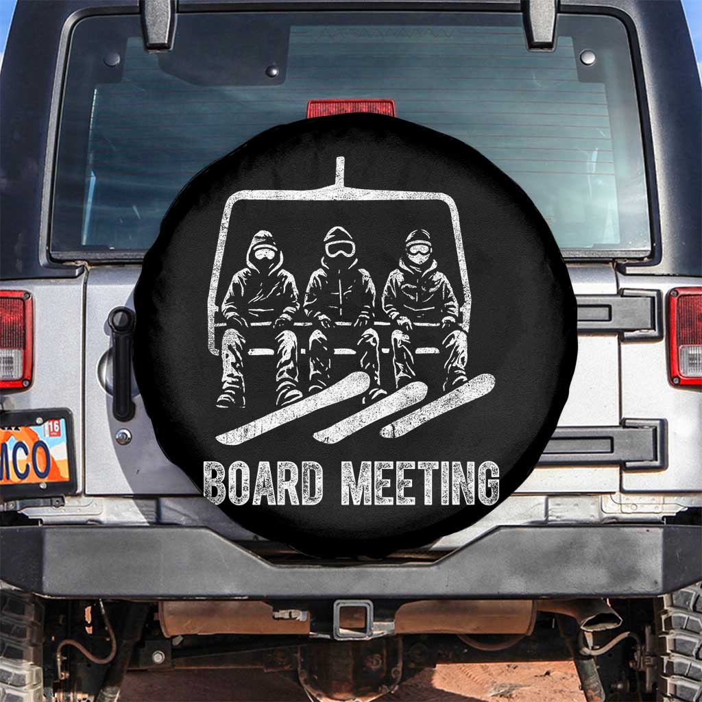 Funny Snowboarding Board Meeting Spare Tire Cover Chairlift Snowboarders Powder Junkies - Wonder Print Shop