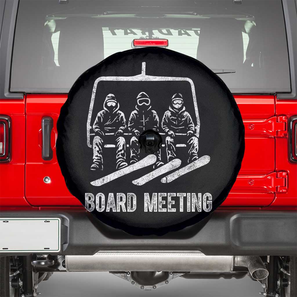 Funny Snowboarding Board Meeting Spare Tire Cover Chairlift Snowboarders Powder Junkies - Wonder Print Shop