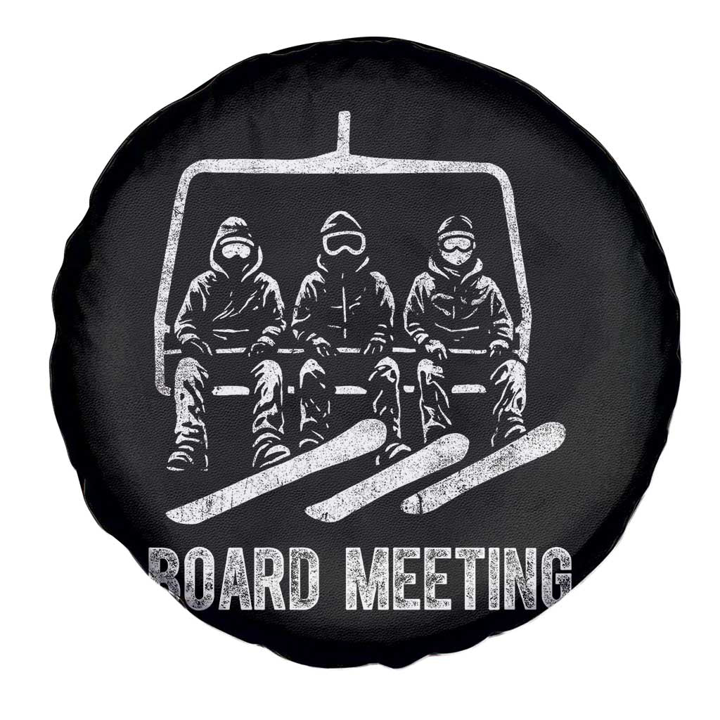 Funny Snowboarding Board Meeting Spare Tire Cover Chairlift Snowboarders Powder Junkies - Wonder Print Shop