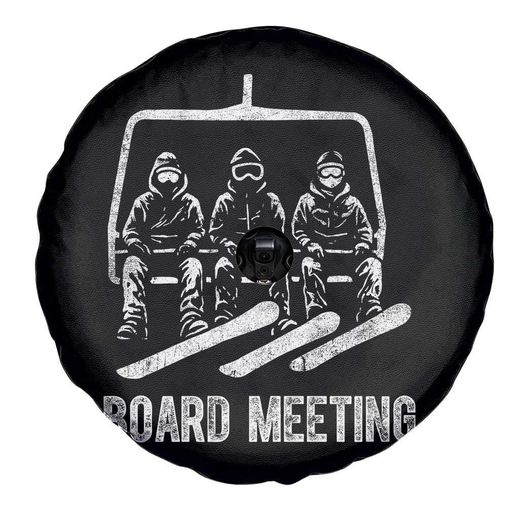 Funny Snowboarding Board Meeting Spare Tire Cover Chairlift Snowboarders Powder Junkies - Wonder Print Shop