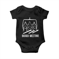 Funny Snowboarding Board Meeting Baby Onesie Chairlift Snowboarders Powder Junkies - Wonder Print Shop