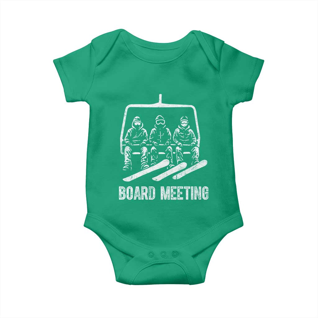 Funny Snowboarding Board Meeting Baby Onesie Chairlift Snowboarders Powder Junkies - Wonder Print Shop