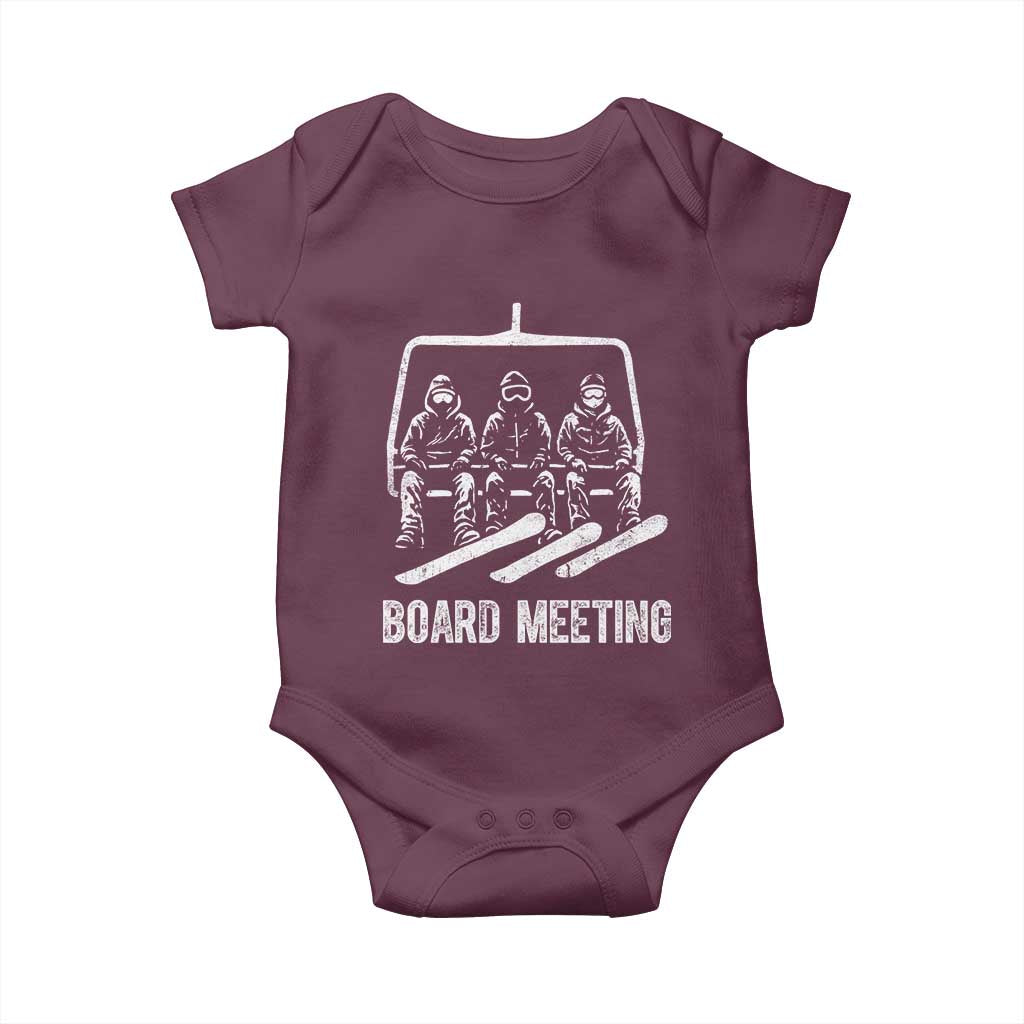 Funny Snowboarding Board Meeting Baby Onesie Chairlift Snowboarders Powder Junkies - Wonder Print Shop