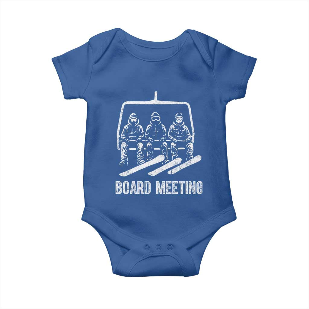 Funny Snowboarding Board Meeting Baby Onesie Chairlift Snowboarders Powder Junkies - Wonder Print Shop