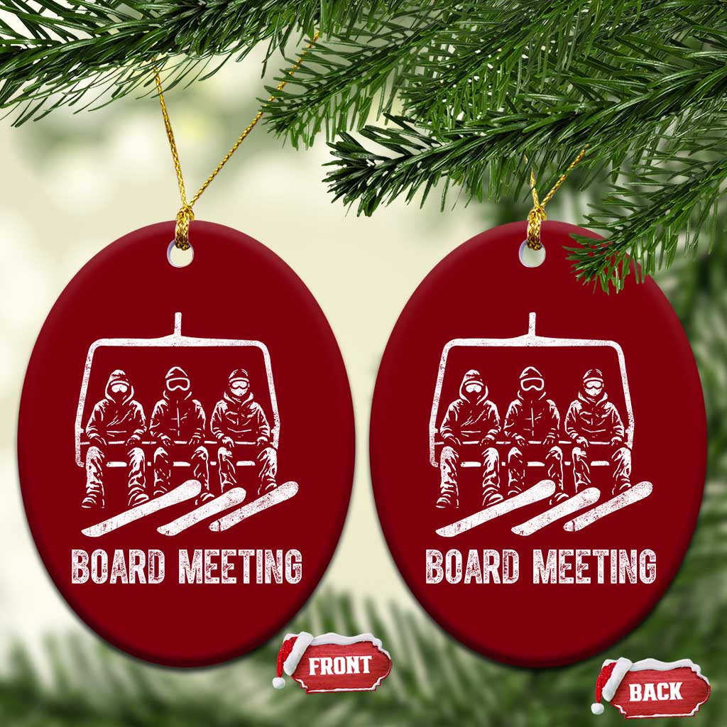 Funny Snowboarding Board Meeting Ceramic Ornament Chairlift Snowboarders Powder Junkies - Wonder Print Shop