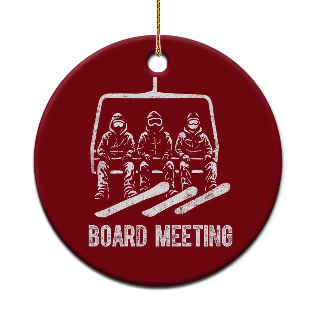 Funny Snowboarding Board Meeting Ceramic Ornament Chairlift Snowboarders Powder Junkies - Wonder Print Shop