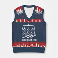 Funny Snowboarding Board Meeting V-Neck Knit Sweater Vest Chairlift Snowboarders Powder Junkies - Wonder Print Shop