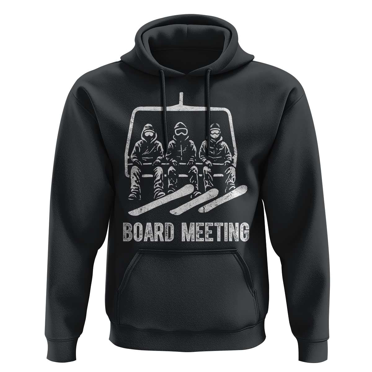 Funny Snowboarding Board Meeting Hoodie Chairlift Snowboarders Powder Junkies - Wonder Print Shop