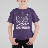 Funny Snowboarding Board Meeting T Shirt For Kid Chairlift Snowboarders Powder Junkies - Wonder Print Shop
