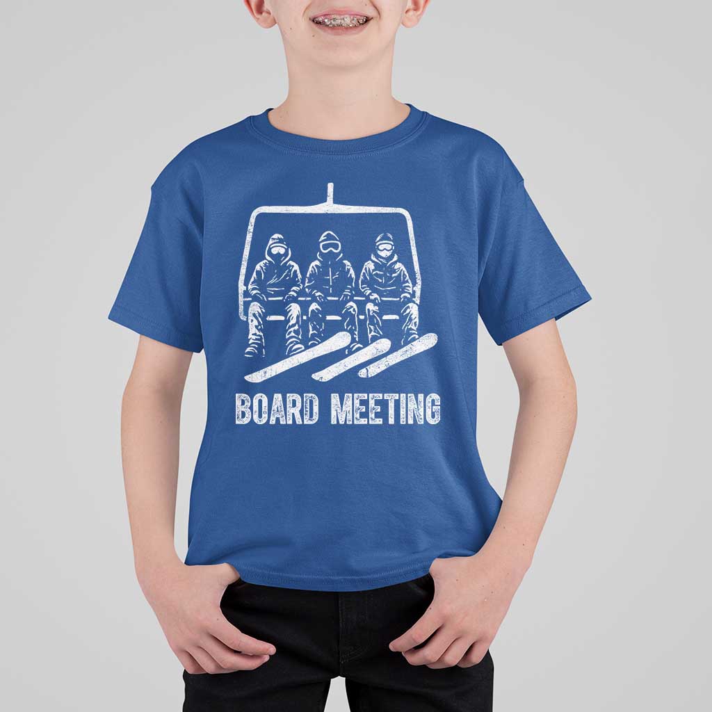 Funny Snowboarding Board Meeting T Shirt For Kid Chairlift Snowboarders Powder Junkies - Wonder Print Shop