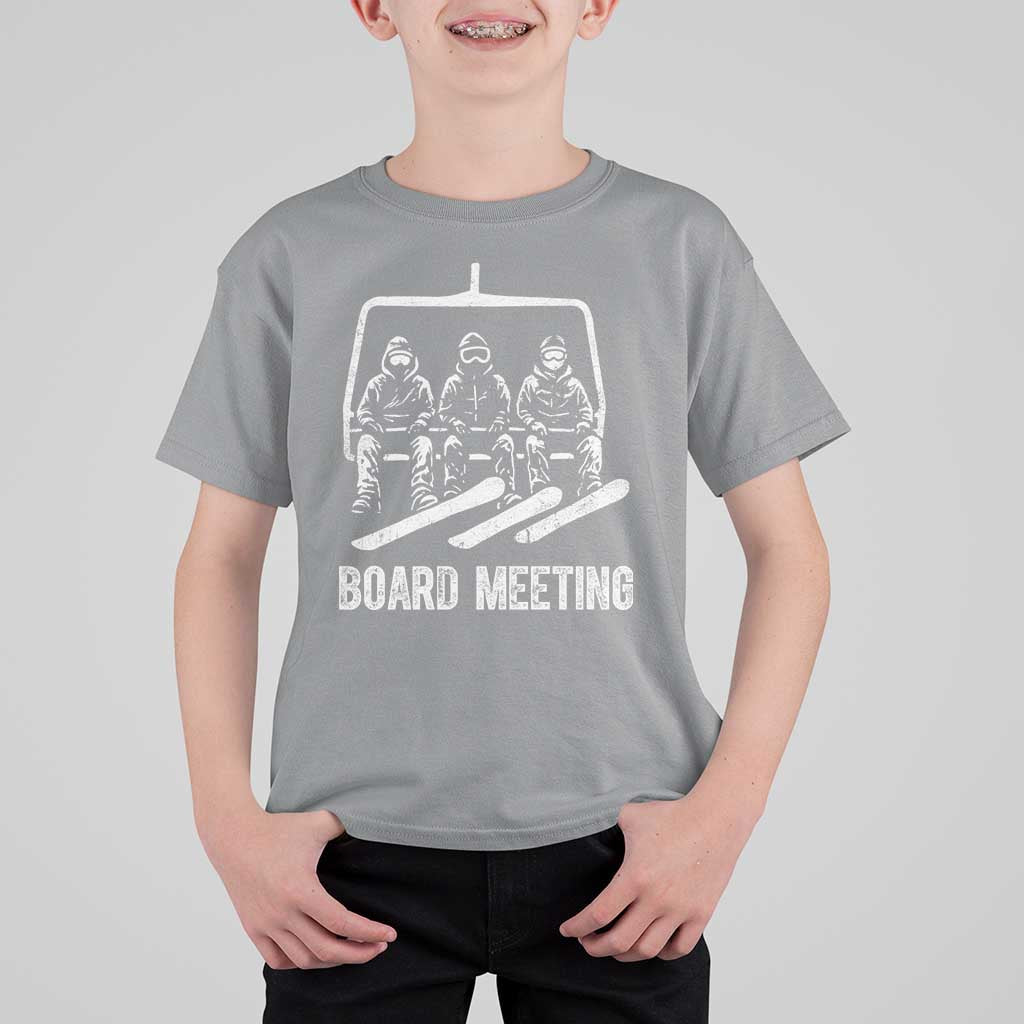 Funny Snowboarding Board Meeting T Shirt For Kid Chairlift Snowboarders Powder Junkies - Wonder Print Shop