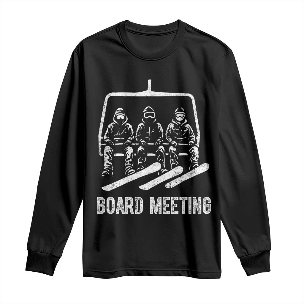 Funny Snowboarding Board Meeting Long Sleeve Shirt Chairlift Snowboarders Powder Junkies - Wonder Print Shop