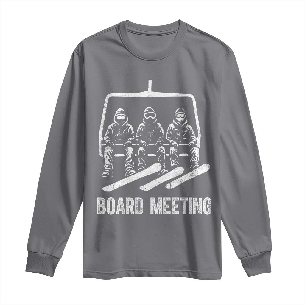 Funny Snowboarding Board Meeting Long Sleeve Shirt Chairlift Snowboarders Powder Junkies - Wonder Print Shop