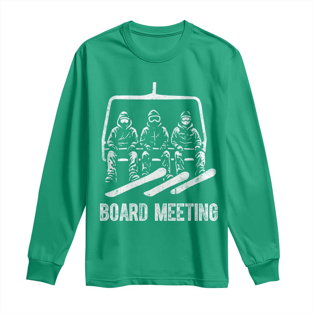 Funny Snowboarding Board Meeting Long Sleeve Shirt Chairlift Snowboarders Powder Junkies - Wonder Print Shop