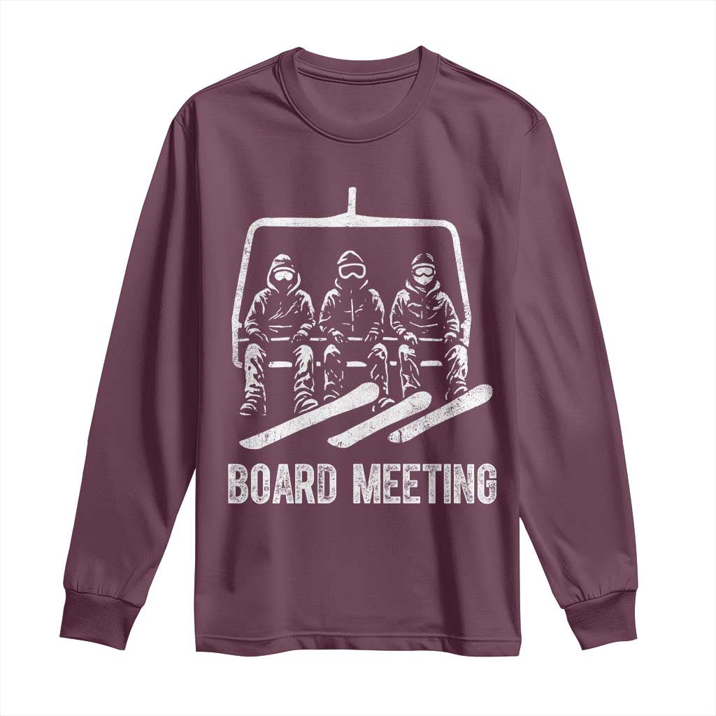 Funny Snowboarding Board Meeting Long Sleeve Shirt Chairlift Snowboarders Powder Junkies - Wonder Print Shop