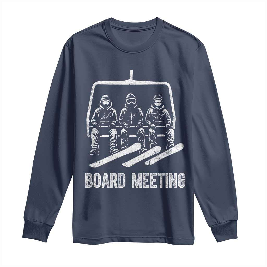 Funny Snowboarding Board Meeting Long Sleeve Shirt Chairlift Snowboarders Powder Junkies - Wonder Print Shop