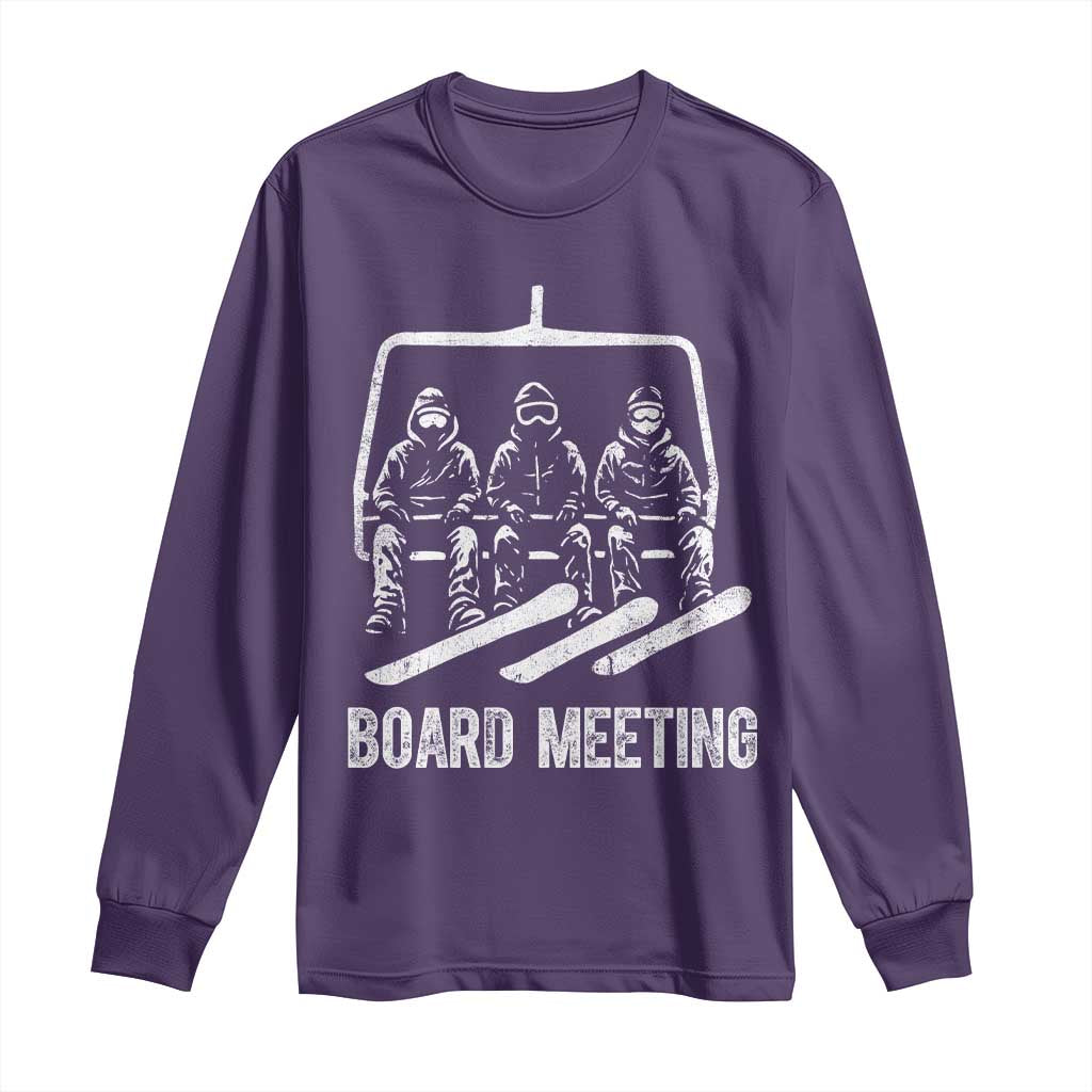 Funny Snowboarding Board Meeting Long Sleeve Shirt Chairlift Snowboarders Powder Junkies - Wonder Print Shop