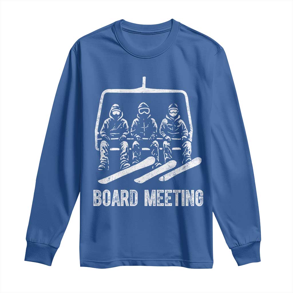 Funny Snowboarding Board Meeting Long Sleeve Shirt Chairlift Snowboarders Powder Junkies - Wonder Print Shop