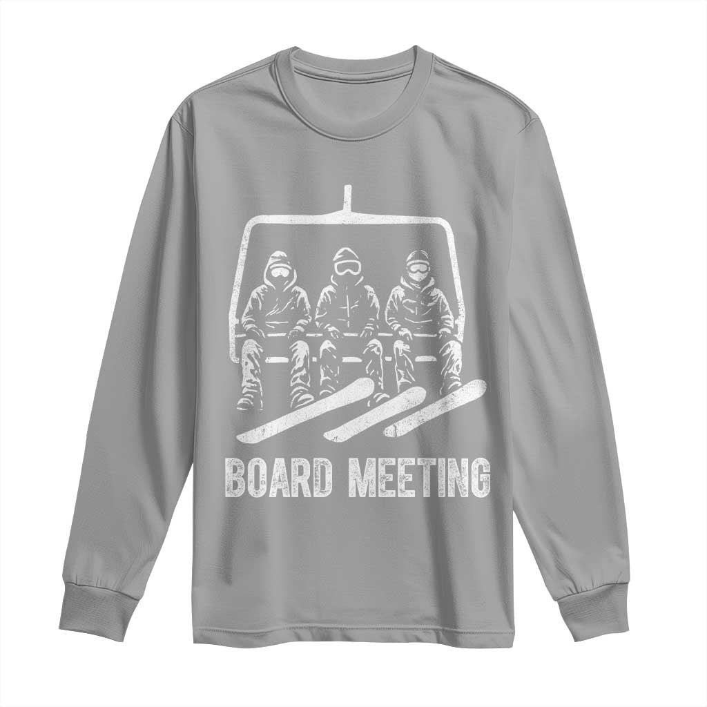 Funny Snowboarding Board Meeting Long Sleeve Shirt Chairlift Snowboarders Powder Junkies - Wonder Print Shop